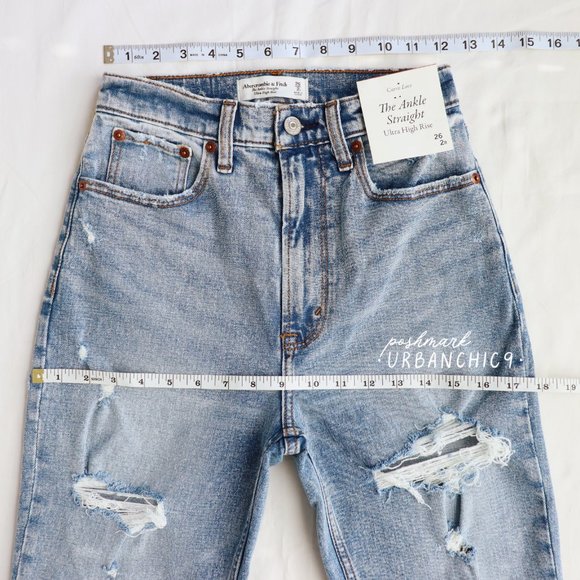 ABERCROMBIE Curve Love High Rise Ankle Straight Jean Ripped Medium Light size 26 - Picture 8 of 15